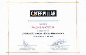 Caterpillar Recognition of Simonis Plastic Outstanding Delivery Performance